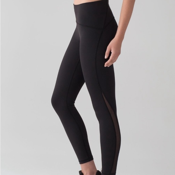 Lululemon Train Times 7/8 Pant Leggings Size 8 25" Black Mesh Athletic Workout - Picture 9 of 9